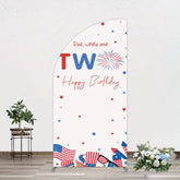 Aperturee - Aperturee Red White Two Happy Birthday Holiday Half Moon Arch Backdrop